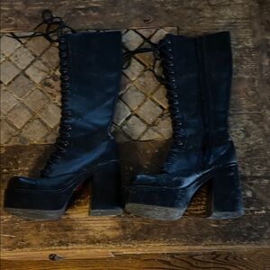 Candie's Black Lace-Up Platform Boots